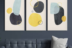 Модульная картина на холсте KIL Art триптих Абстракция Желтые и серые камни 156x100 см (MK311610)