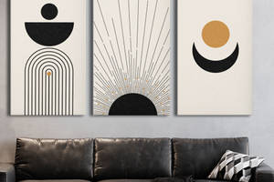 Модульная картина на холсте KIL Art триптих Абстракция Солнце и черная Луна 128x81 см (MK311611)
