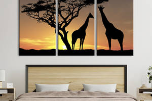 Модульная картина на холсте KIL Art триптих Африканские жирафы 128x81 см (130-31)