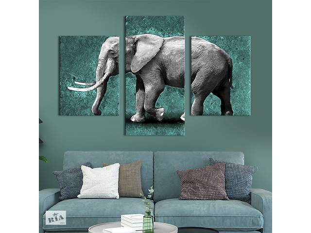 Модульная картина на холсте KIL Art триптих Большой слон 96x60 см (196-32)