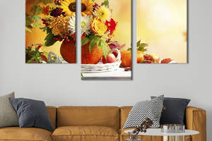 Модульная картина на холсте KIL Art триптих Букет осенних цветов 96x60 см (267-32)