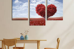 Модульная картина на холсте KIL Art триптих Дерево у форме сердца 96x60 см (568-32)
