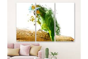Модульная картина на холсте KIL Art Триптих Экзотический абстрактный попугай 156x100 см (M3_XL_377)