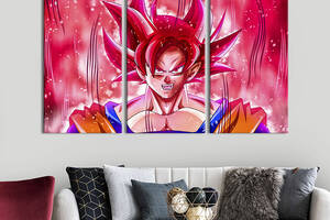 Модульная картина на холсте KIL Art триптих Герой аниме Розовый Гоку 156x100 см (1422-31)