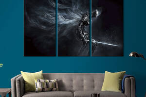 Модульная картина на холсте KIL Art триптих Герой игры Dark Souls 78x48 см (1415-31)