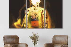 Модульная картина на холсте KIL Art триптих Гоку - главный герой вселенной «Жемчуг дракона» 156x100 см