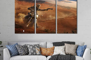 Модульная картина на холсте KIL Art триптих Гонка в пустыне / Tom Clancy's Rainbow Six Осада 128x81 см (1530-31)