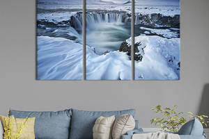 Модульная картина на холсте KIL Art триптих Холодный пейзаж Исландии 128x81 см (636-31)