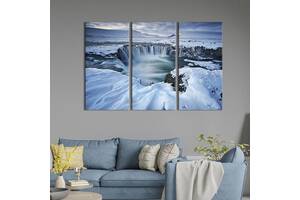 Модульная картина на холсте KIL Art триптих Холодный пейзаж Исландии 78x48 см (636-31)