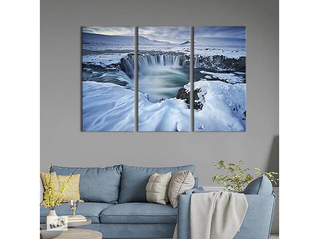 Модульная картина на холсте KIL Art триптих Холодный пейзаж Исландии 78x48 см (636-31)