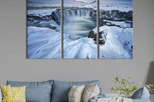 Модульная картина на холсте KIL Art триптих Холодный пейзаж Исландии 156x100 см (636-31)