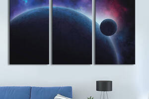 Модульная картина на холсте KIL Art триптих Космос Планеты 78x48 см (MK311628)