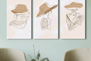 Модульная картина на холсте KIL Art триптих Люди Девушка в шляпе 128x81 см (MK311633)