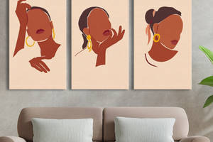 Модульная картина на холсте KIL Art триптих Люди Девушка мулатка 128x81 см (MK311634)