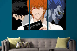 Модульная картина на холсте KIL Art триптих Манга Death Note 128x81 см (1468-31)