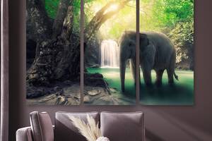 Модульная картина на холсте KIL Art Триптих Одинокий слон 156x100 см (M3_XL_230)