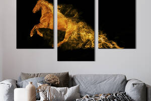 Модульная картина на холсте KIL Art триптих Огненный скакун 96x60 см (208-32)