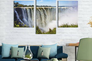 Модульная картина на холсте KIL Art триптих Огромный водопад Виктория 66x40 см (601-32)