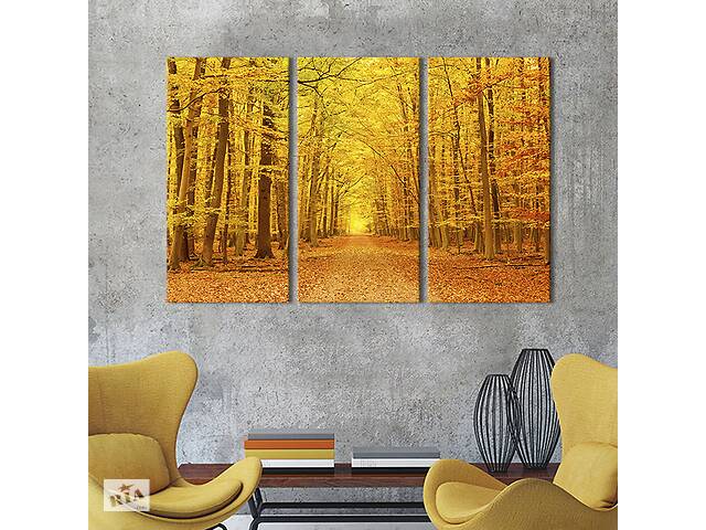 Модульная картина на холсте KIL Art триптих Осенние деревья 78x48 см (562-31)