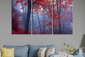 Модульная картина на холсте KIL Art триптих Осенний листопад 78x48 см (582-31)