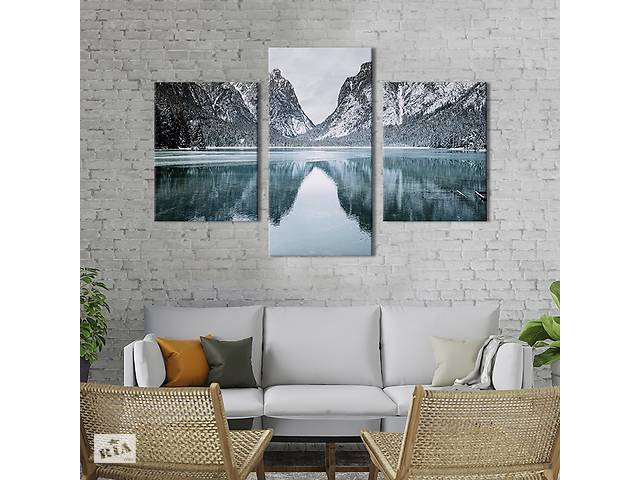 Модульная картина на холсте KIL Art триптих Озеро на севере Италии 96x60 см (641-32)