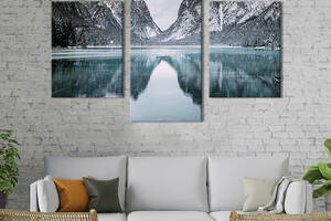 Модульная картина на холсте KIL Art триптих Озеро на севере Италии 141x90 см (641-32)