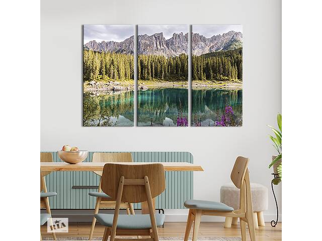 Модульная картина на холсте KIL Art триптих Озеро с бирюзовой водой 156x100 см (645-31)