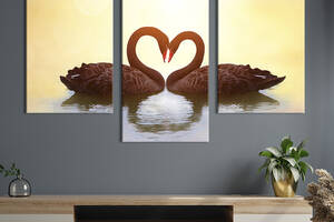 Модульная картина на холсте KIL Art триптих Пара лебедей на утреннем пруду 66x40 см (159-32)
