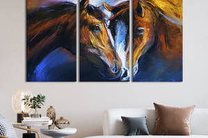 Модульная картина на холсте KIL Art триптих Пара влюбленных коней 156x100 см (164-31)