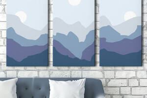 Модульная картина на холсте KIL Art триптих Пейзаж Снежные горы и солнце 128x81 см (MK311608)