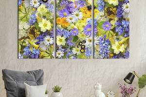 Модульная картина на холсте KIL Art триптих Поле цветов 156x100 см (216-31)