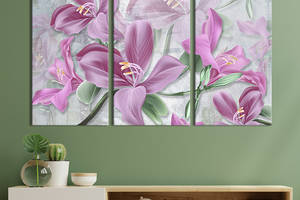 Модульная картина на холсте KIL Art триптих Полотно с лилиями 156x100 см (266-31)