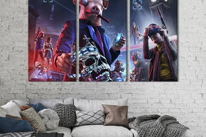 Модульная картина на холсте KIL Art триптих Постер игры Watch Dogs: Legion 78x48 см (1527-31)