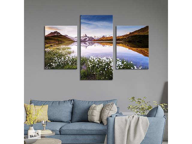 Модульная картина на холсте KIL Art триптих Прекрасный пейзаж Швейцарии 66x40 см (606-32)