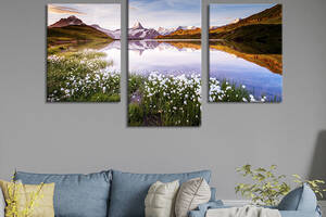 Модульная картина на холсте KIL Art триптих Прекрасный пейзаж Швейцарии 141x90 см (606-32)