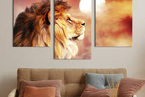 Модульная картина на холсте KIL Art триптих Профиль льва 96x60 см (191-32)