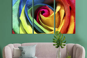 Модульная картина на холсте KIL Art триптих Разноцветная роза 78x48 см (261-31)
