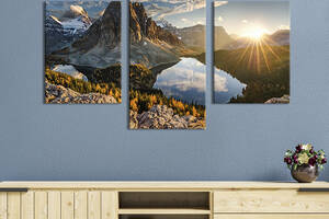Модульная картина на холсте KIL Art триптих Солнечный пейзаж в горах 96x60 см (604-32)