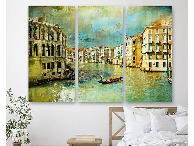 Модульная картина на холсте KIL Art Триптих Старая Венеция 156x100 см (M3_XL_556)
