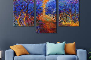 Модульная картина на холсте KIL Art триптих Синие деревья 96x60 см (634-32)