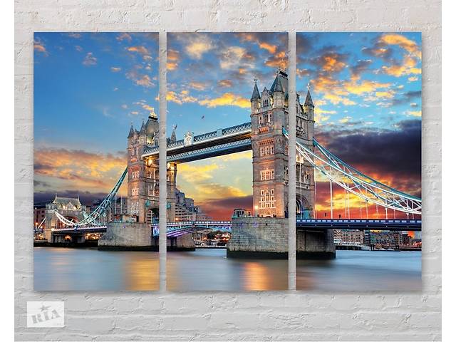 Модульная картина на холсте KIL Art Триптих Тауэрский мост - жемчужина Лондона 156x100 см (M3_XL_526)