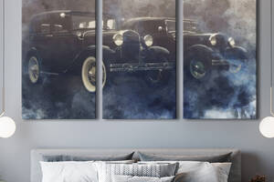 Модульная картина на холсте KIL Art триптих Транспорт Ретро автомобили 156x100 см (MK311616)