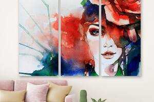 Модульная картина на холсте KIL Art Триптих Цветущая девушка 156x100 см (M3_XL_251)