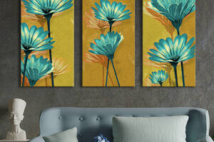 Модульная картина на холсте KIL Art триптих Цветы Синие цветы 156x100 см (MK311645)