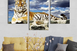 Модульная картина на холсте KIL Art триптих Величественный тигр 96x60 см (131-32)