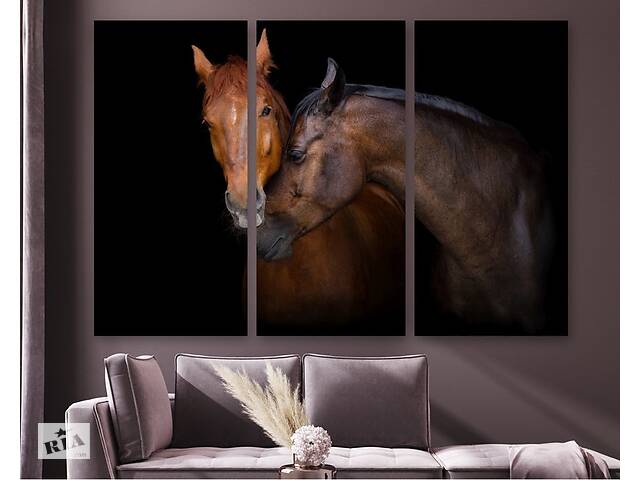 Модульная картина на холсте KIL Art Триптих Влюбленные лошади 156x100 см (M3_XL_243)