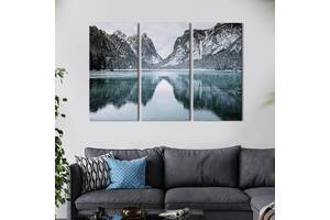 Модульная картина на холсте KIL Art триптих Италийское озеро Тоблахер 78x48 см (641-31)