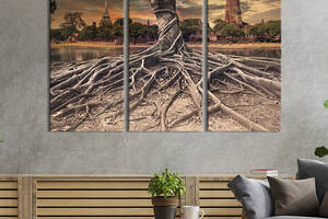 Модульная картина на холсте KIL Art триптих Загадочное дерево 128x81 см (584-31)