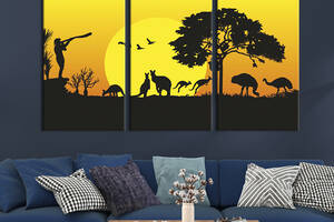 Модульная картина на холсте KIL Art триптих Закат солнца в Австралии 128x81 см (140-31)