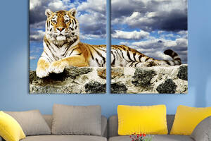 Модульная картина на холсте KIL Art Тигр на фоне красивого неба 111x81 см (131-2)